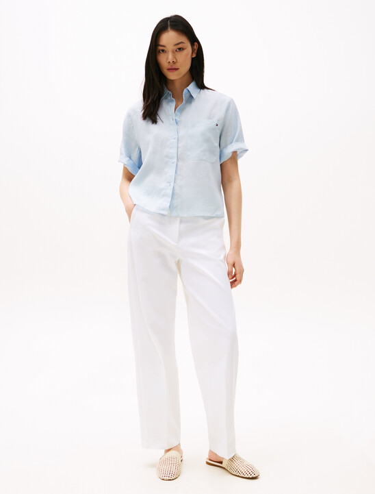 Relaxed Fit Short Sleeve Linen Shirt