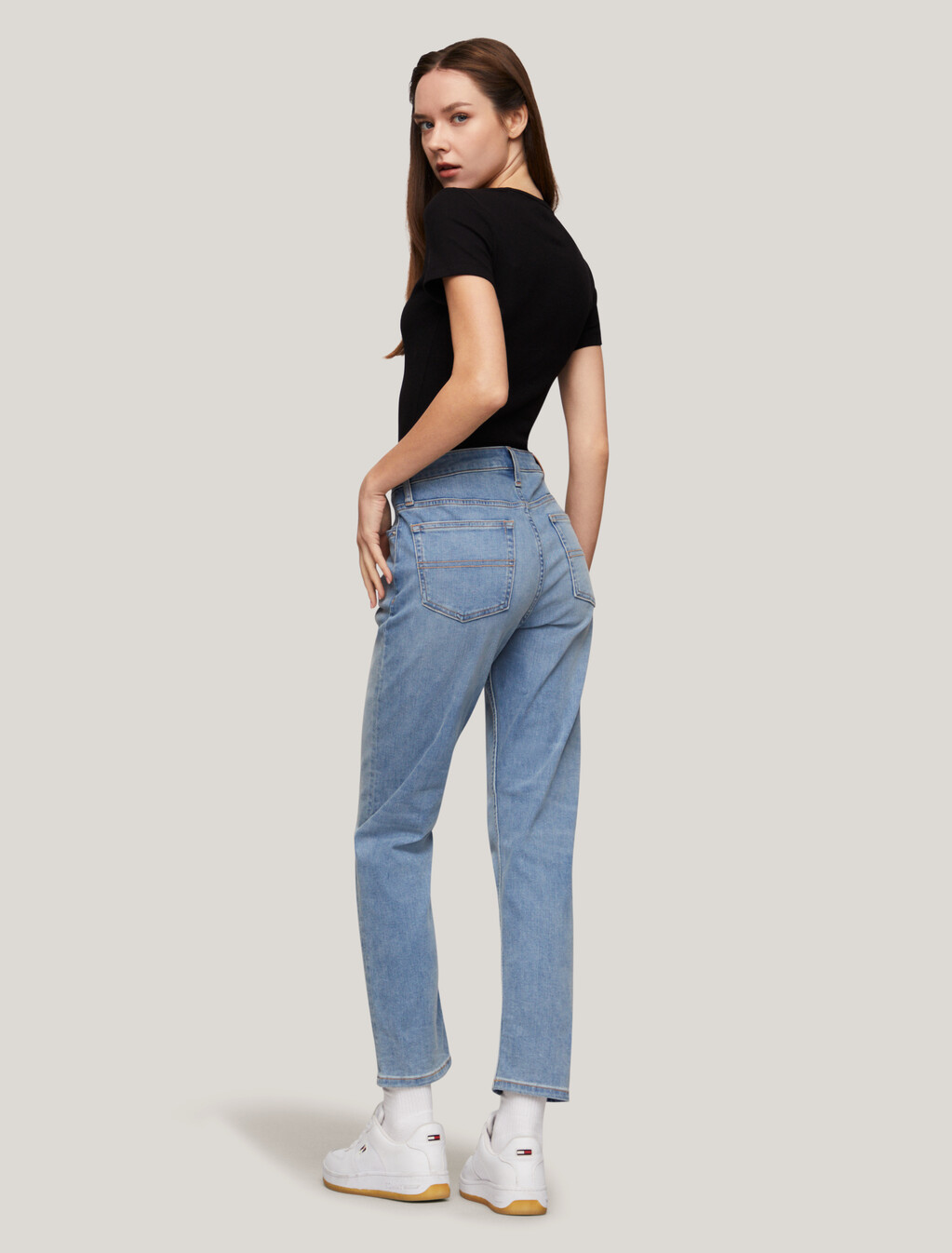 Slim Badge Ribbed T-Shirt, Black, hi-res