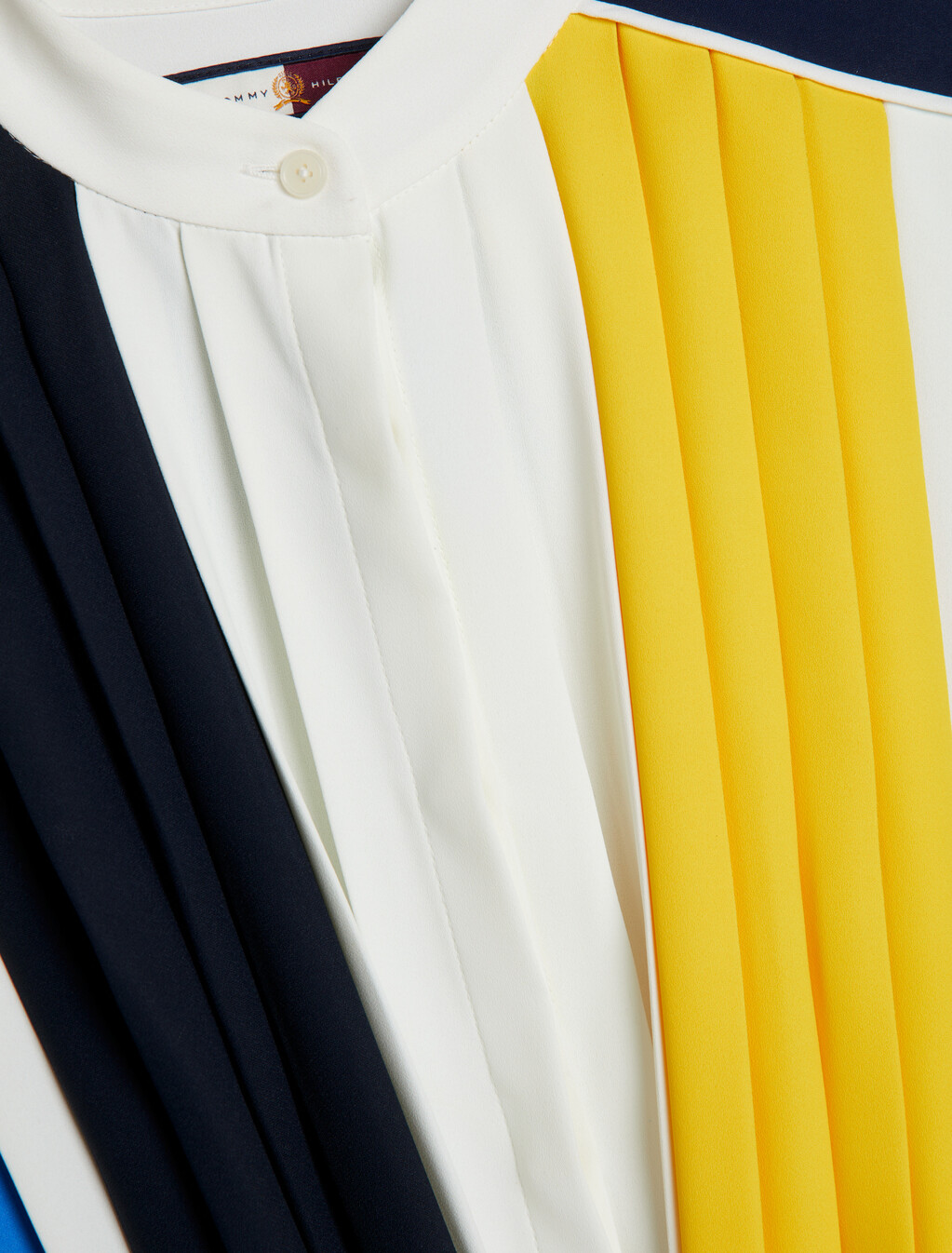 Pleated Colour-Blocked Regular Fit Shirt, Ecru, hi-res
