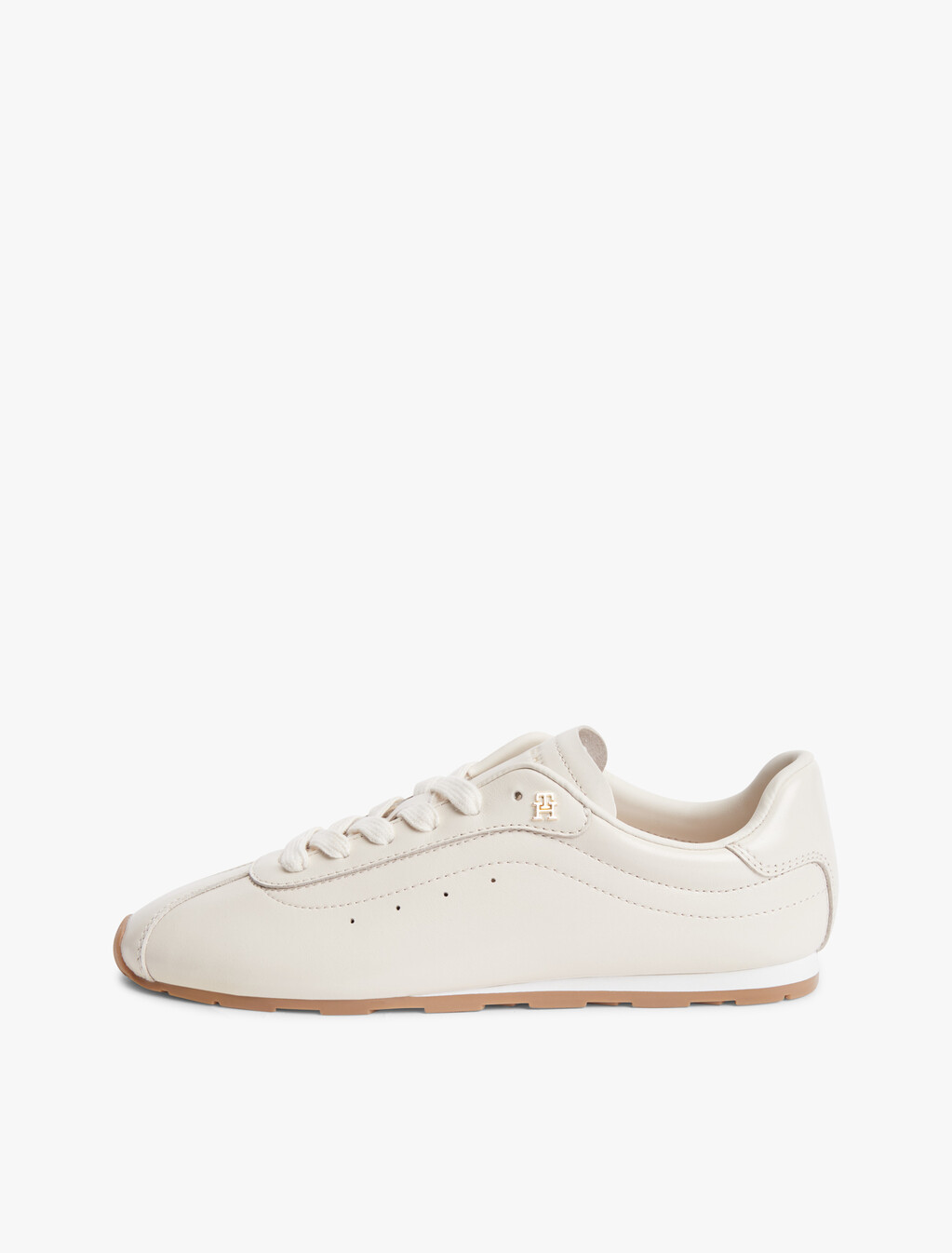 TH Monogram Plaque Leather Trainers, Soft Cream, hi-res