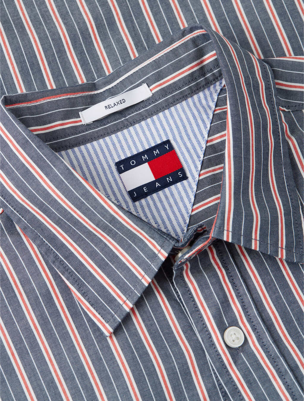 寬版條紋短袖襯衫, Dark Night Navy Stripe, hi-res