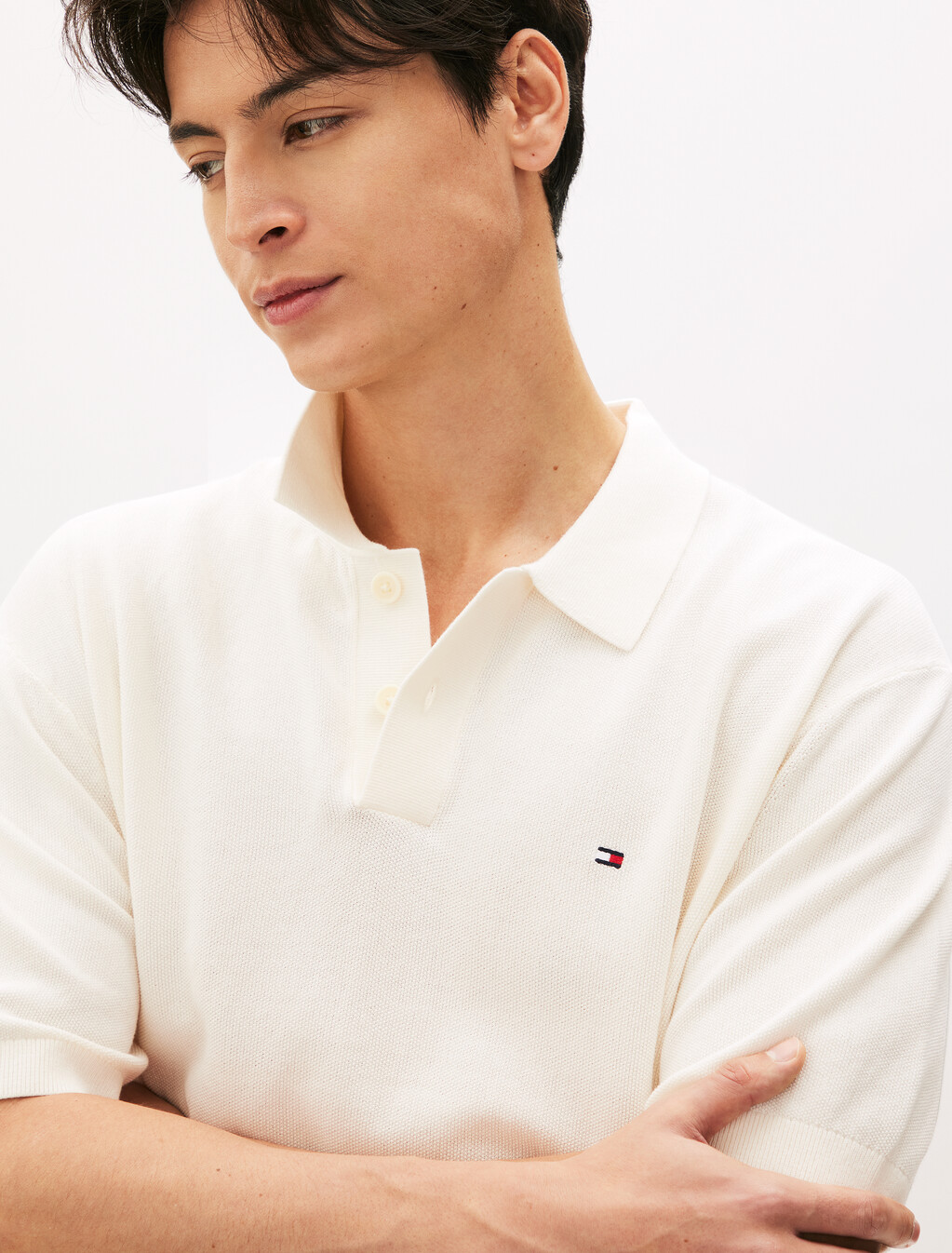 Rice Corn Short Sleeve Polo, Ivory Petal, hi-res