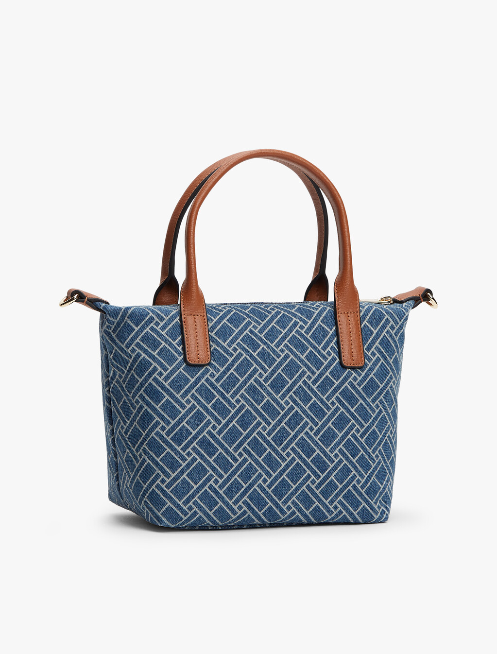 Flag Denim Crossbody Tote Bag, Blue Denim, hi-res