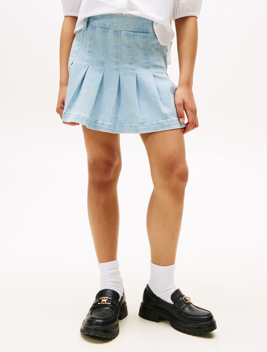 Denim Pleated Skirt