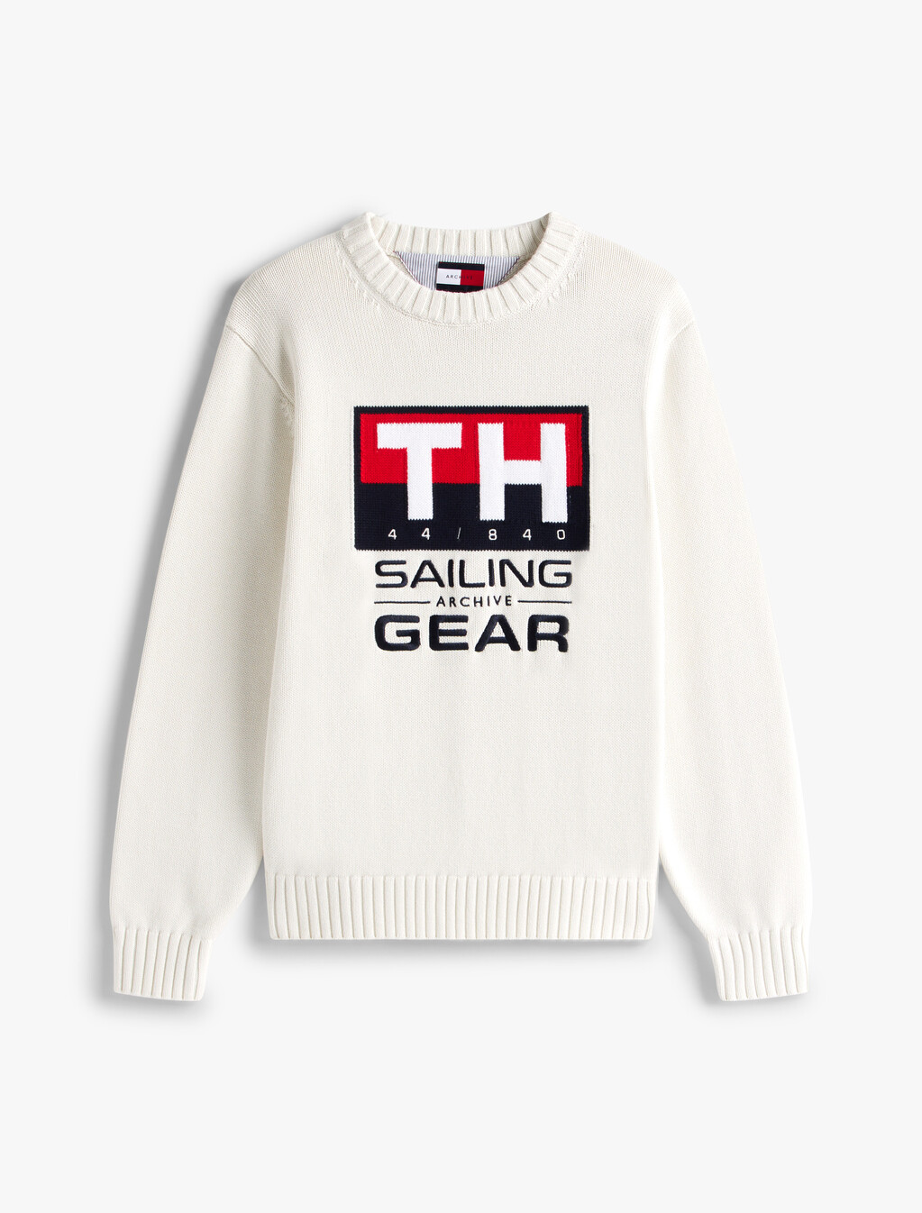 Hilfiger Sailing Rib-Knit Intarsia Logo Jumper, Ivory, hi-res