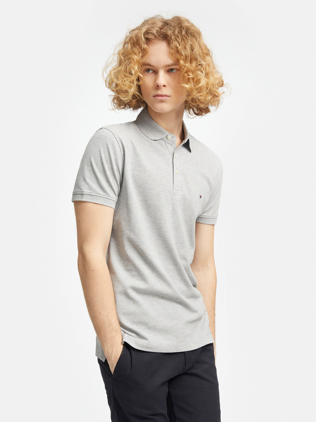 1985 Collection Slim Fit Polo, Light Grey Heather, hi-res