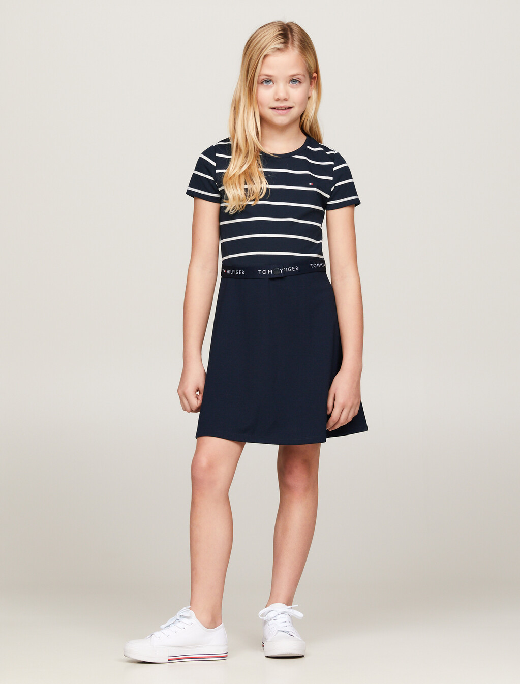 Essential Logo Skater Mini Dress, Desert Sky Stripe, hi-res