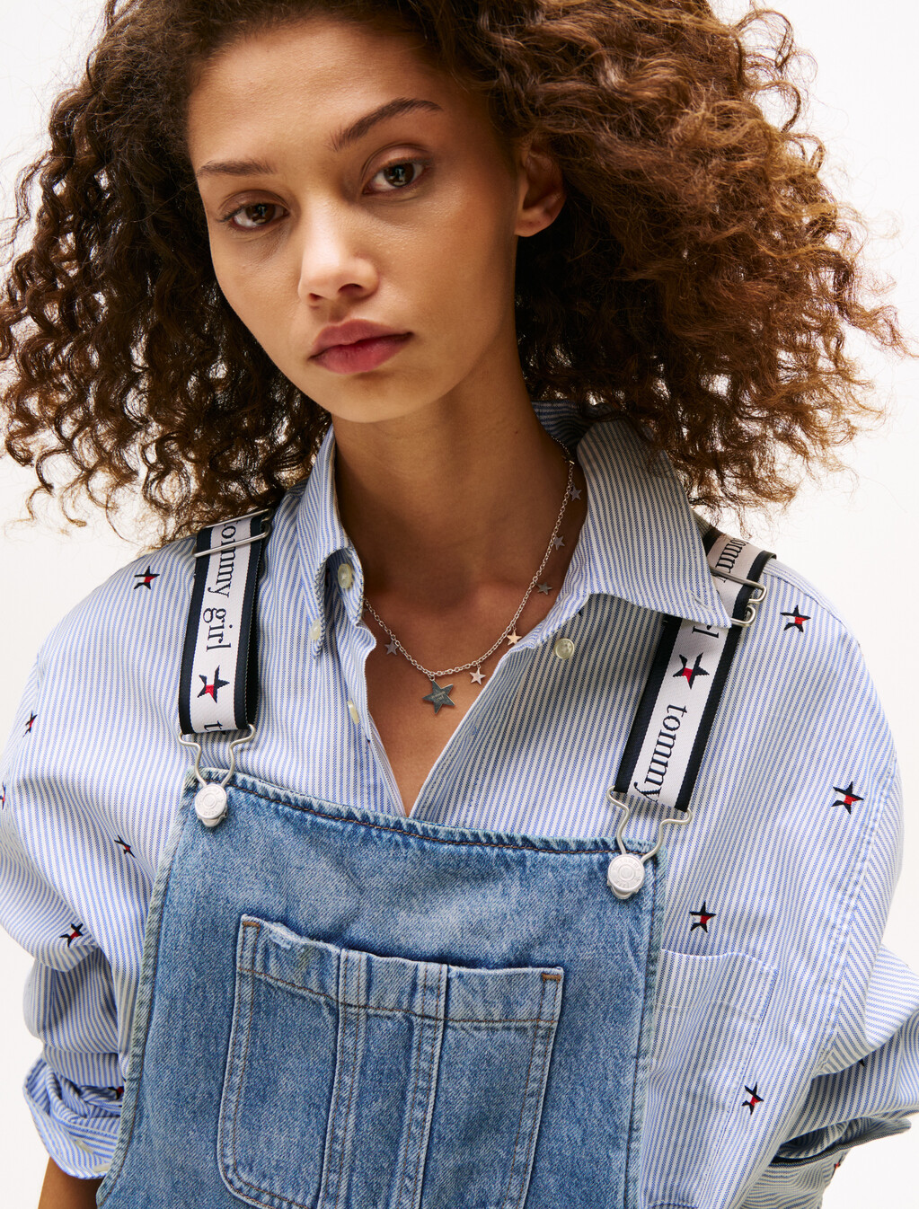 Tommy Girl 迷你牛仔吊帶連身裙, Indigo Wash / Ecru, hi-res