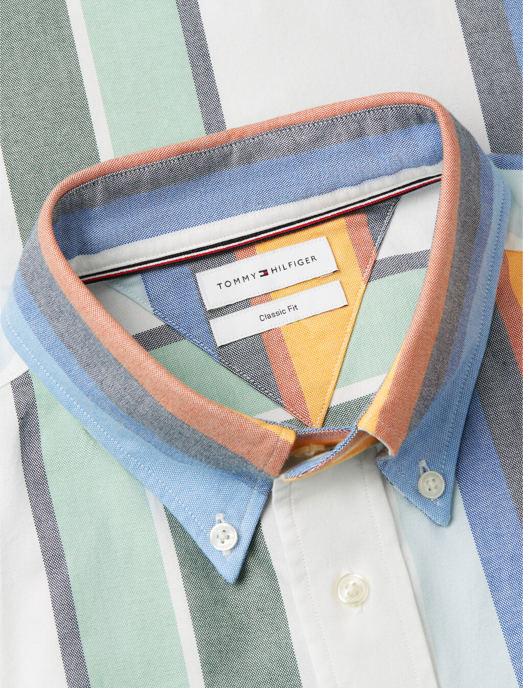 Relaxed Fit Multicolour Stripe Oxford Shirt, White / Stripe, hi-res