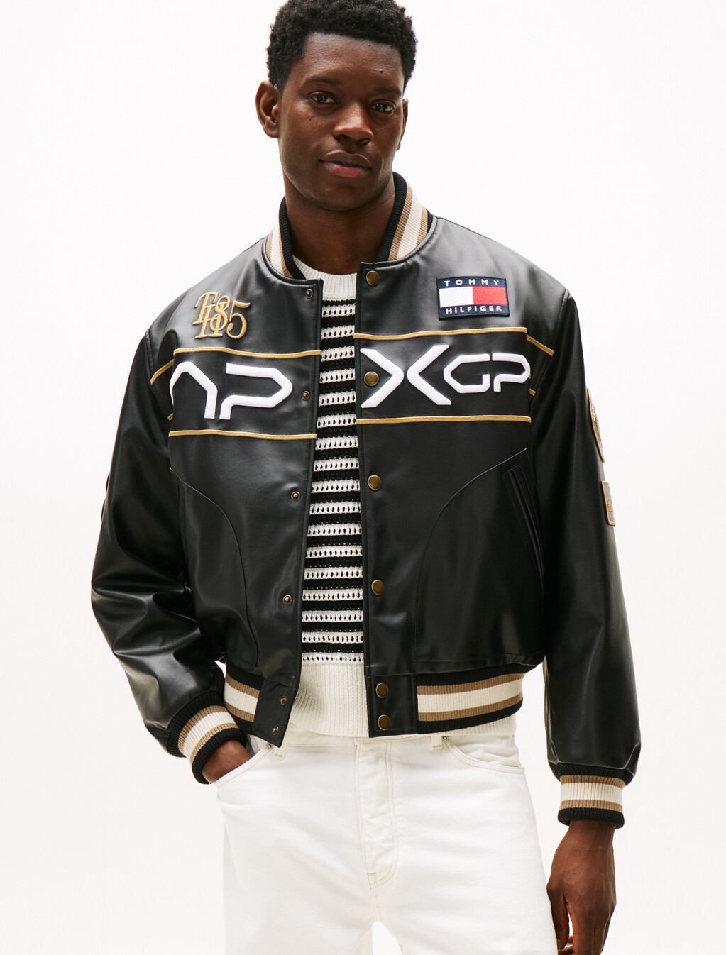 The APXGP Collection Boxy Varsity Jacket, Black, hi-res