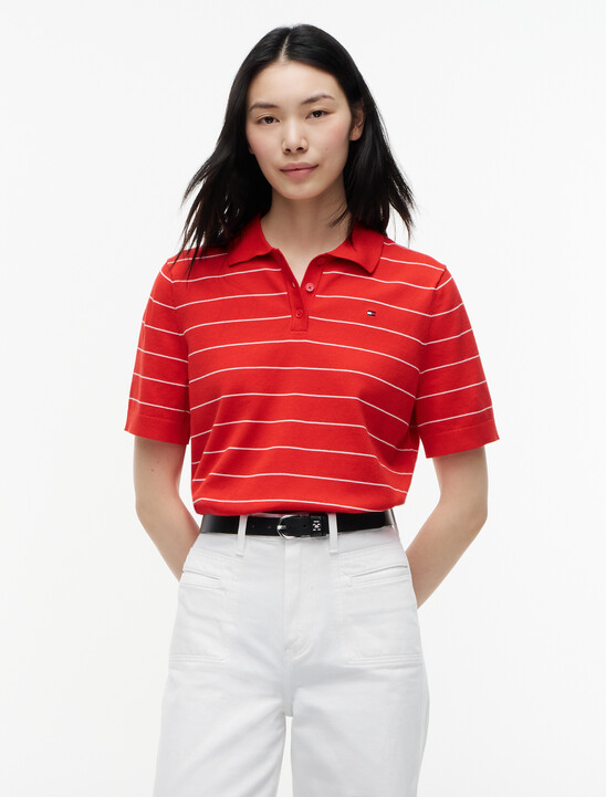 旗幟刺繡方版針織 Polo 衫