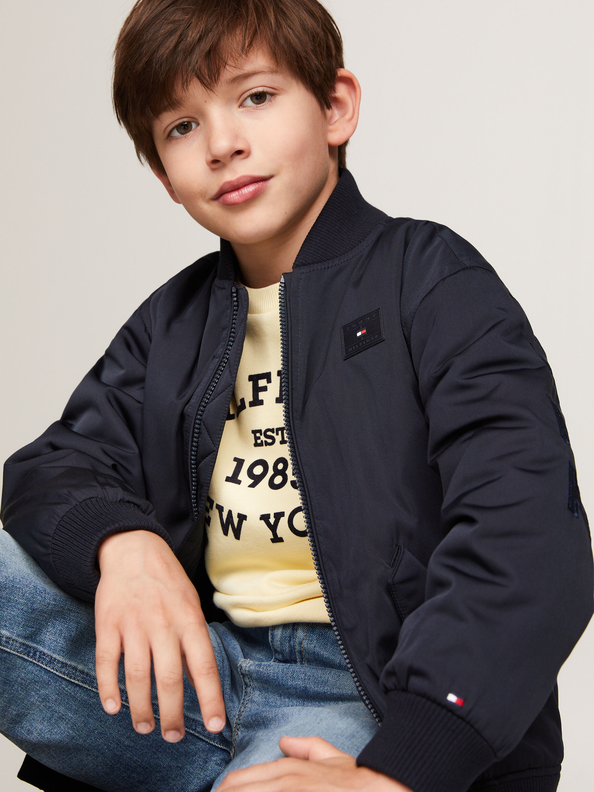 Hilfiger Monotype Back Logo Padded Bomber Jacket blue Tommy Hilfiger