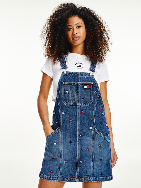 EMBROIDERY DUNGAREE DRESS