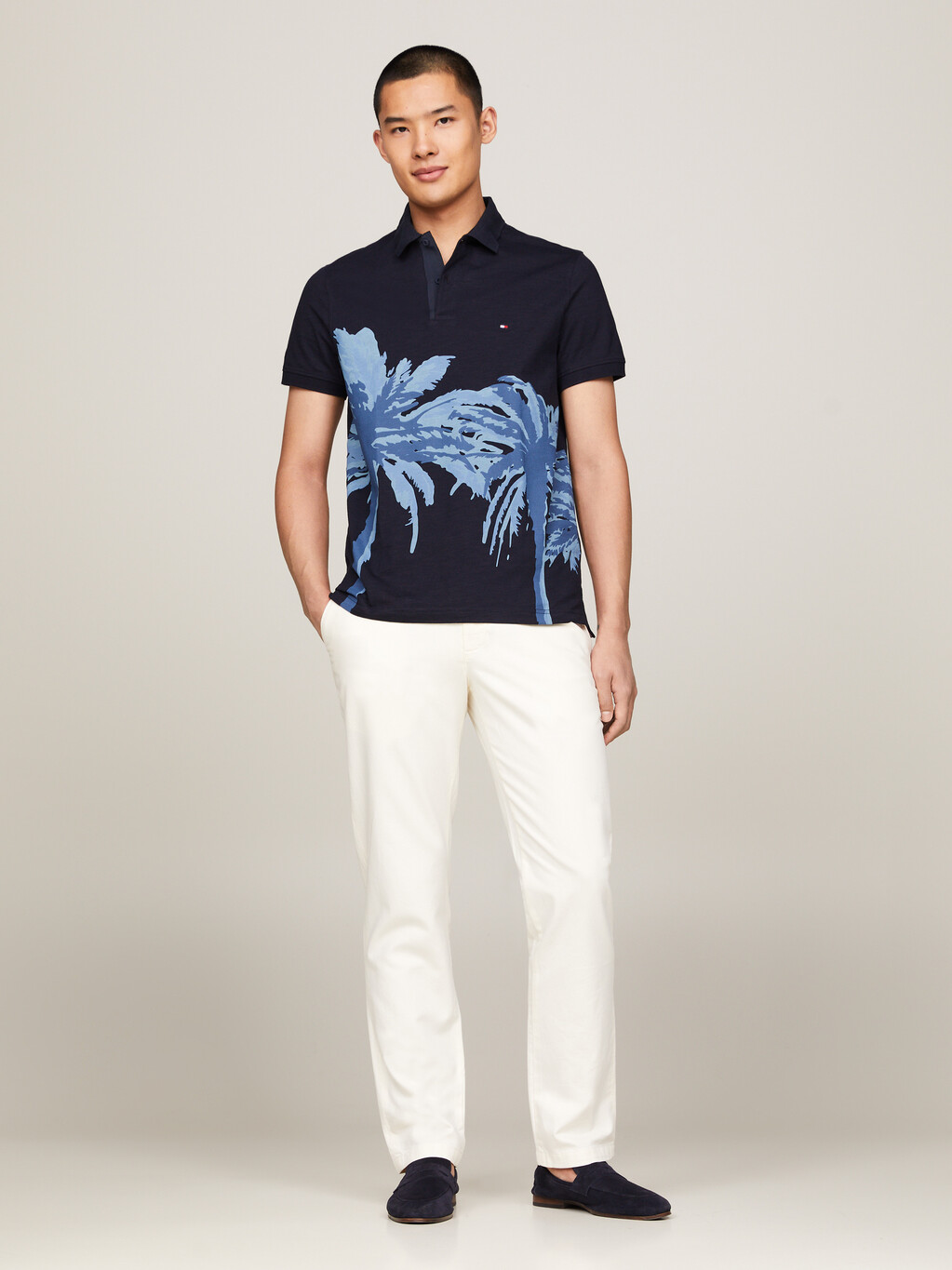 棕櫚印花常規版型 Polo 恤, Desert Sky, hi-res