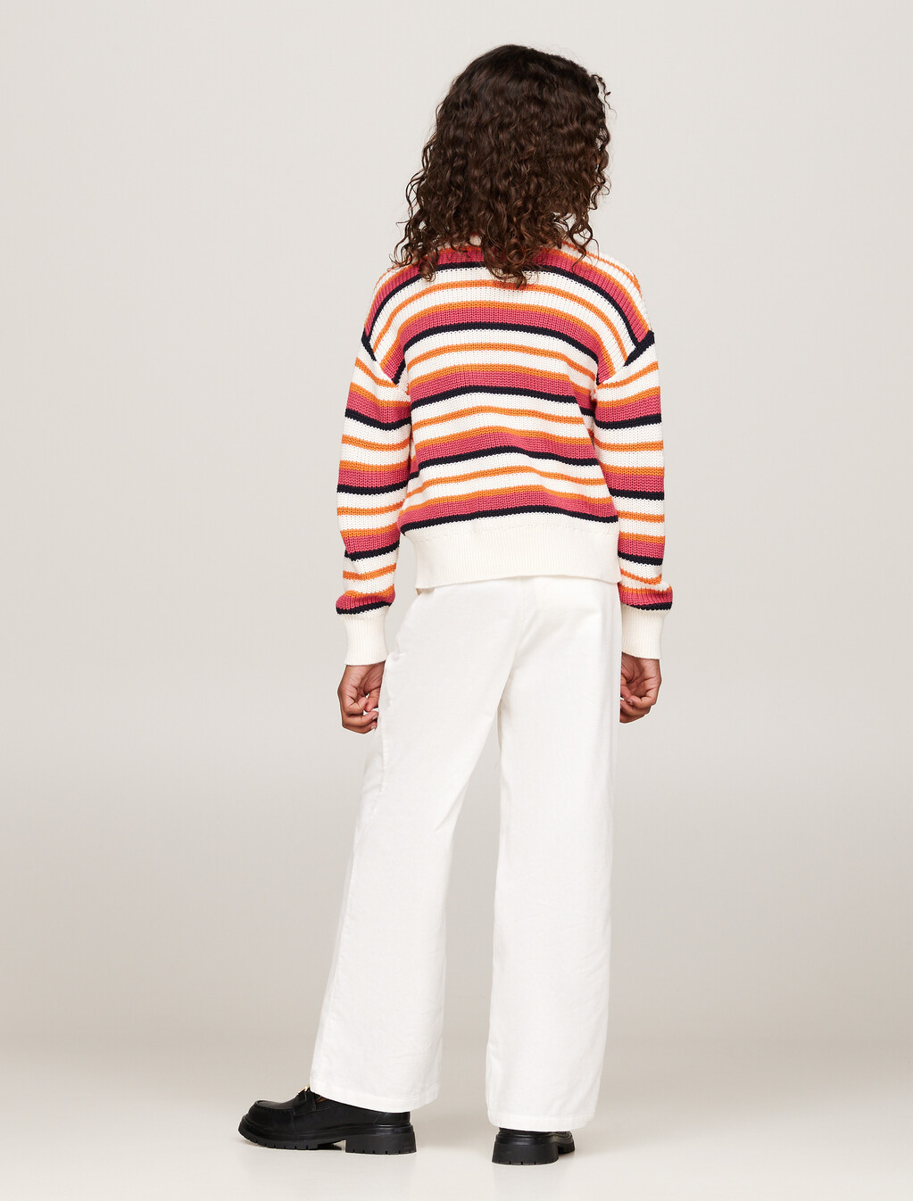 條紋圓領寬鬆版型毛衣, Ancient White Stripe Multicolor, hi-res
