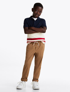 Lightweight Woven Drawstring Trousers, Hickory, hi-res