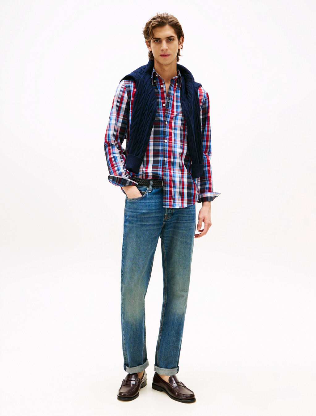 Flex Poplin Heritage Check Shirt, Medium Red / Check, hi-res