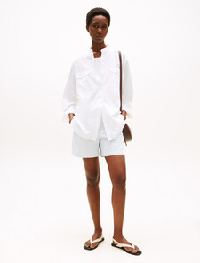 Cotton Twill Slim Straight Short, Blue Stp/ Sweet Blue, hi-res