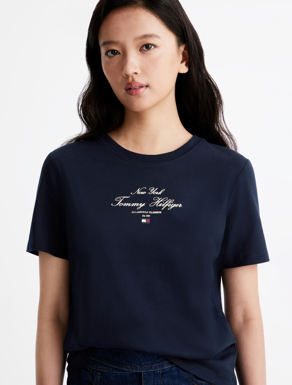 Script Logo T-Shirt, Dark Night Navy, hi-res