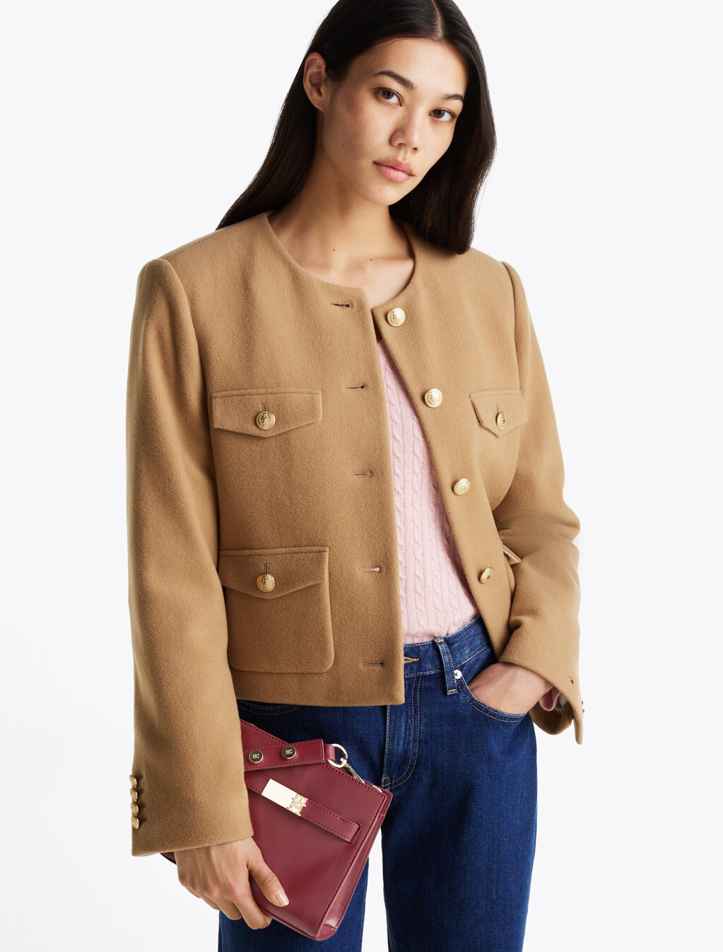 Heritage Stud Satchel, Raspberry Truffle, hi-res