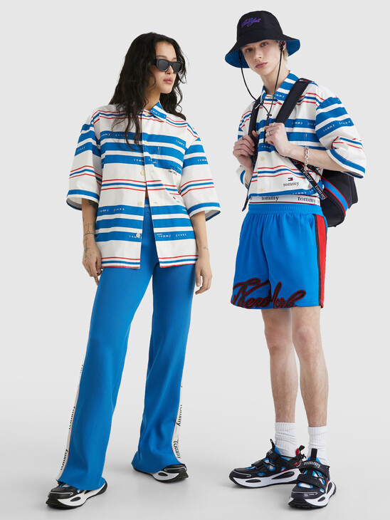 Dual Gender Mixed Stripe Bowling Shirt