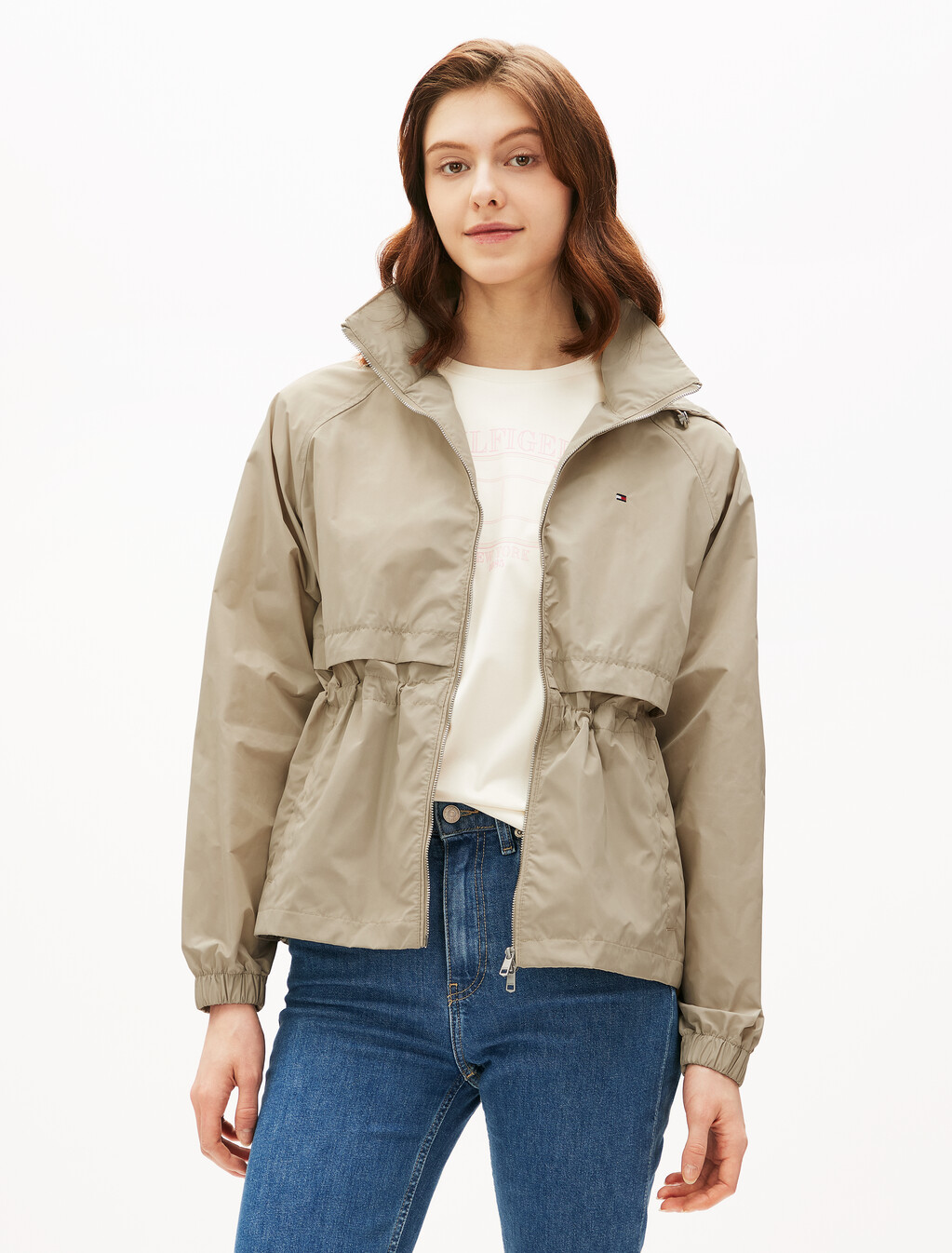 Hip Length Windbreaker, Sandalwood, hi-res