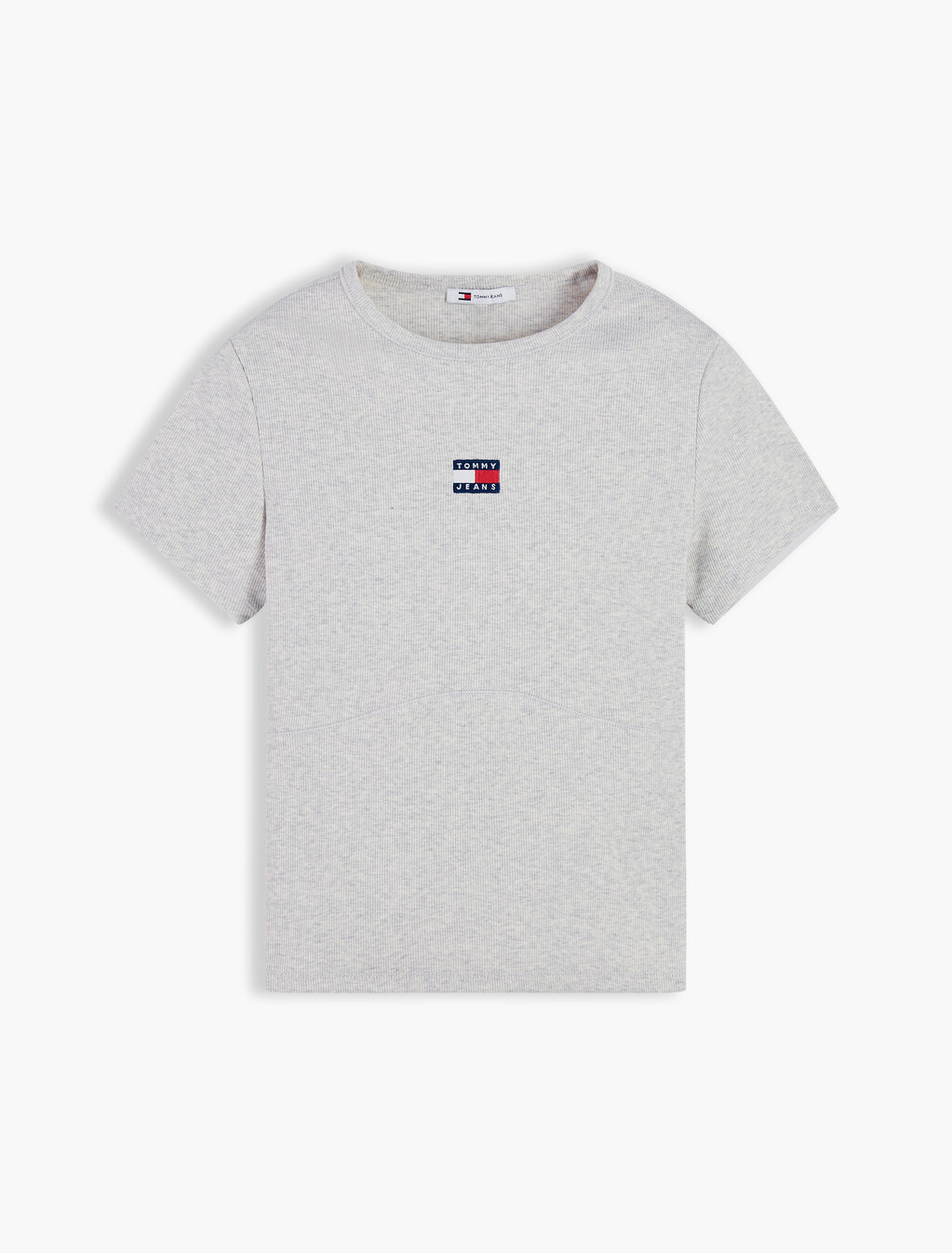 Tommy Badge Ribbed Slim T-Shirt, Ice Grey Heather, hi-res
