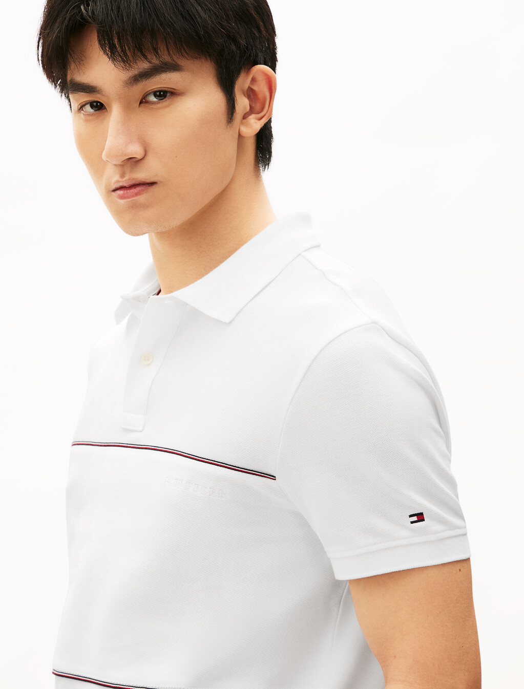 Global Stripe 條紋拼色 Polo 衫, White, hi-res