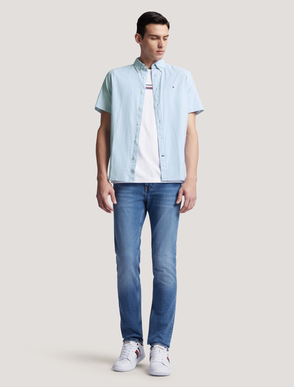 Flag Stripe Short Sleeve Shirt, Copenhagen Blue / White, hi-res