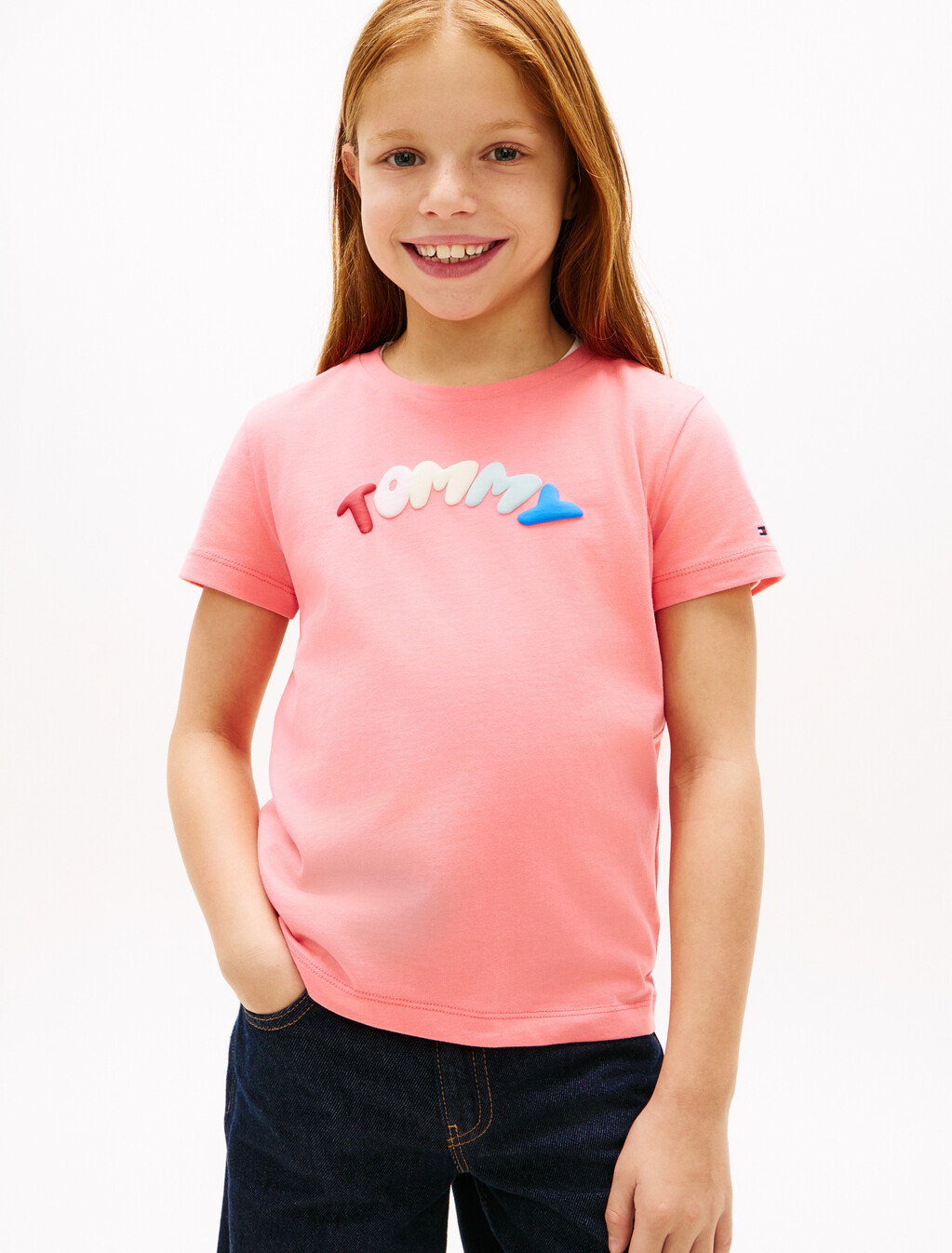 Textured Logo Jersey Crew Neck T-Shirt, Tropical Blush, hi-res