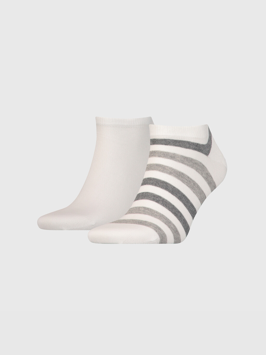 Two-Tone Stripe Sneaker Socks, white, hi-res