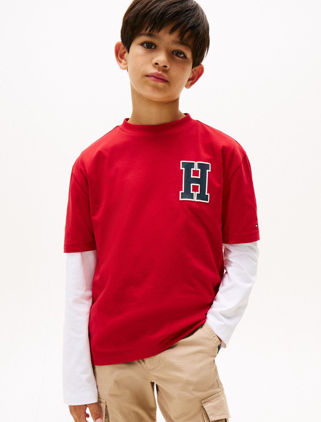 Varsity Back Logo Crew Neck T-Shirt, Medium Red, hi-res