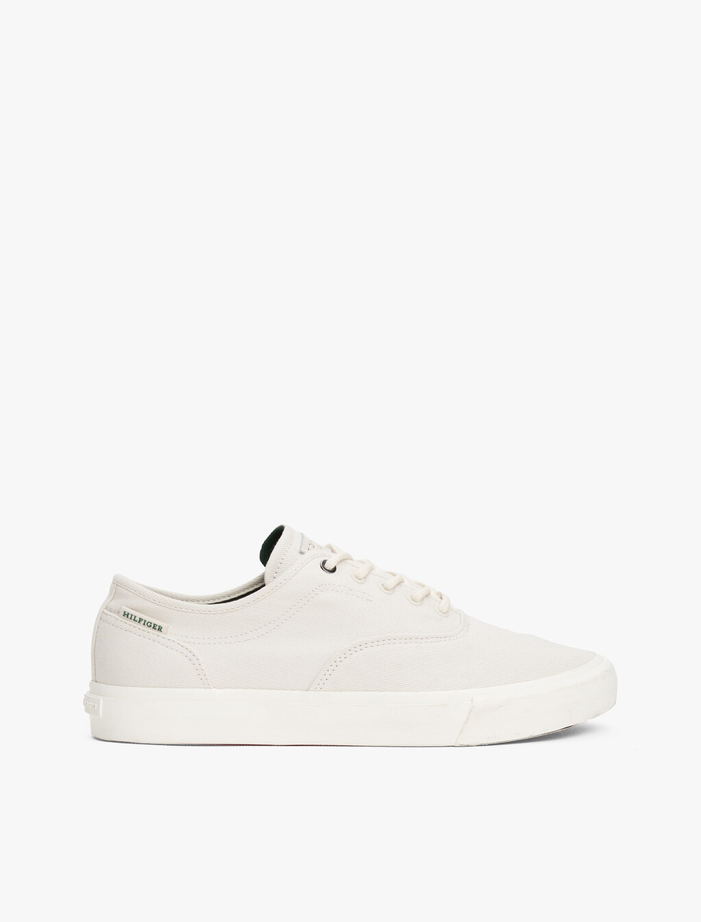 Canvas Embossed Logo Trainers, Alabaster, hi-res