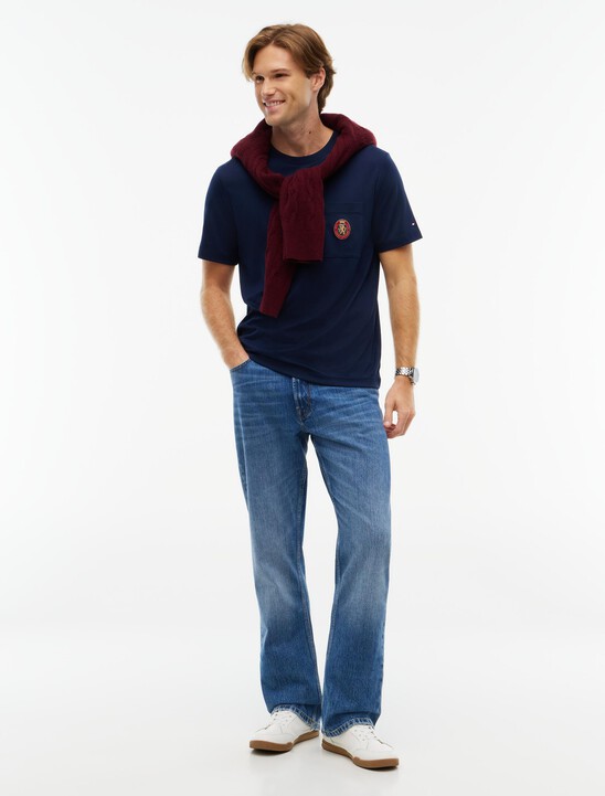 Crest Pocket Fluid Cotton T-Shirt