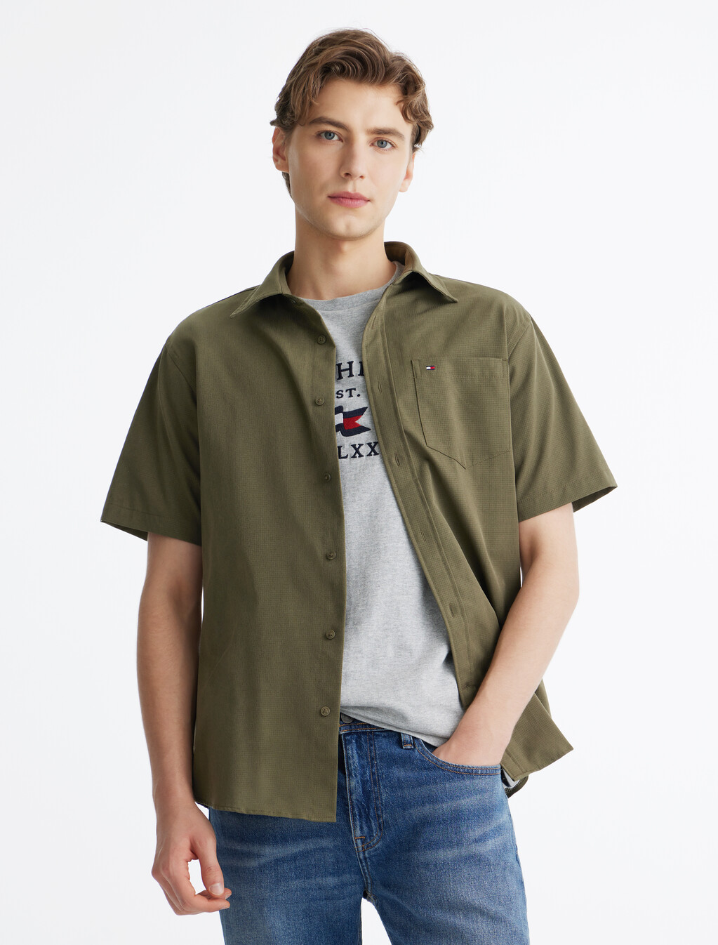 Airdot Short Sleeve Shirt, Army Green, hi-res