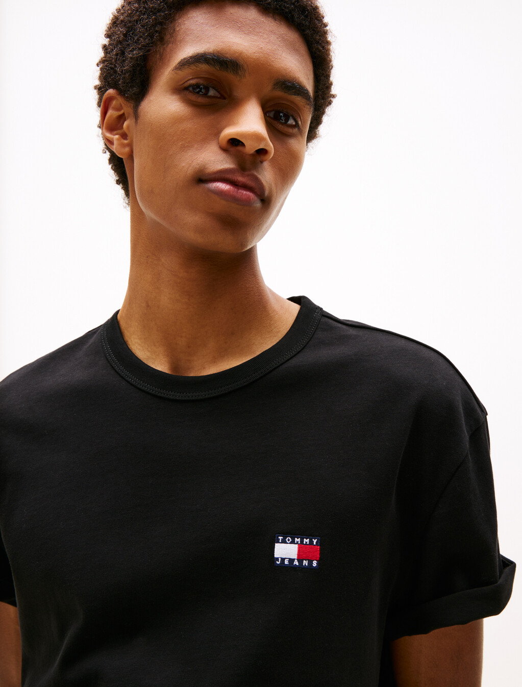 Tommy Badge Crew Neck T-Shirt, Black, hi-res