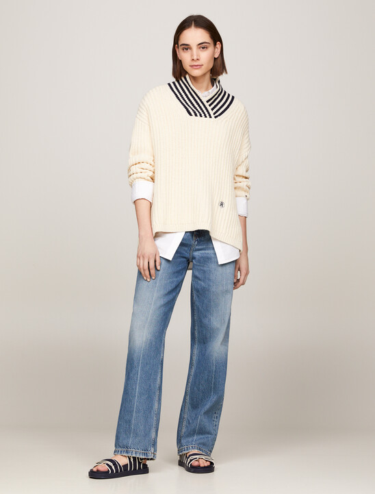 High Rise Relaxed Straight Faded Jeans