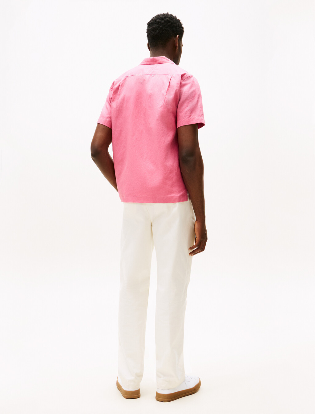 Linen Blend Short Sleeve Shirt, Vintage Rosy, hi-res