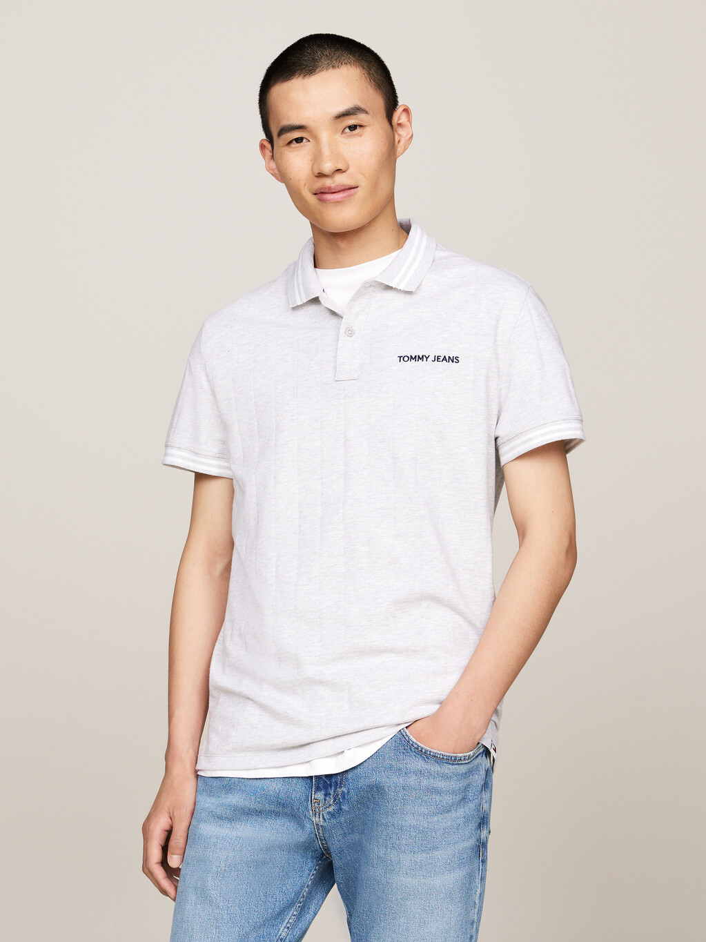 Classic Varsity Stripe Polo, Silver Grey, hi-res