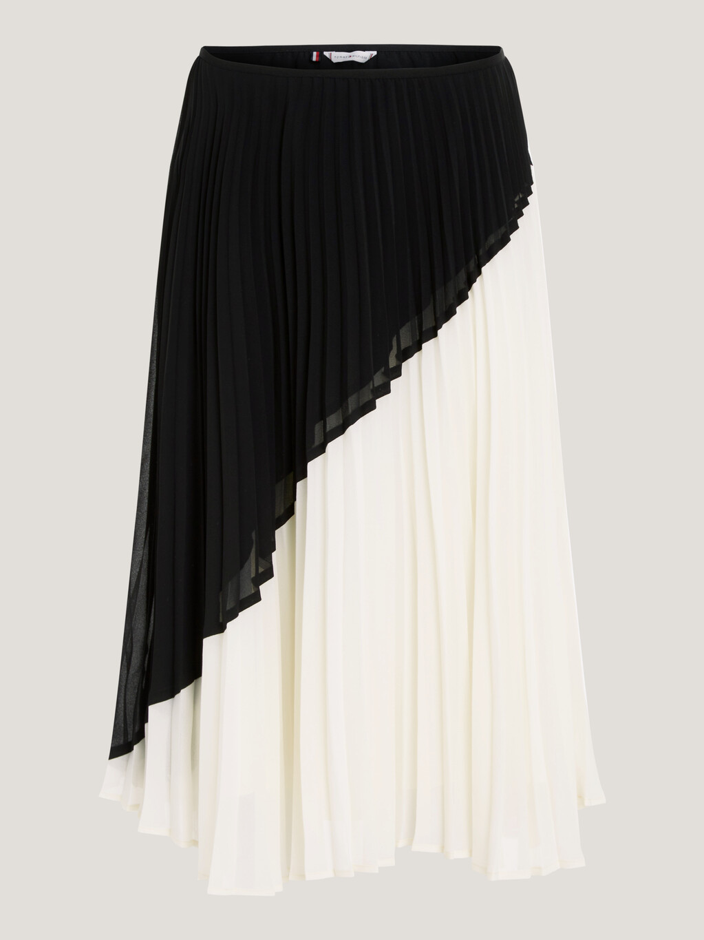 Colour-Blocked Pleated Flare Midi Skirt, Black/ Calico Colorblocked, hi-res