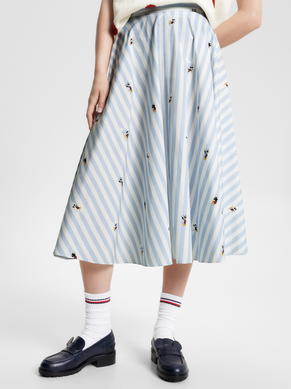 Disney X Tommy Ithaca Stripe Fit And Flare Skirt, Breezy Blue, hi-res