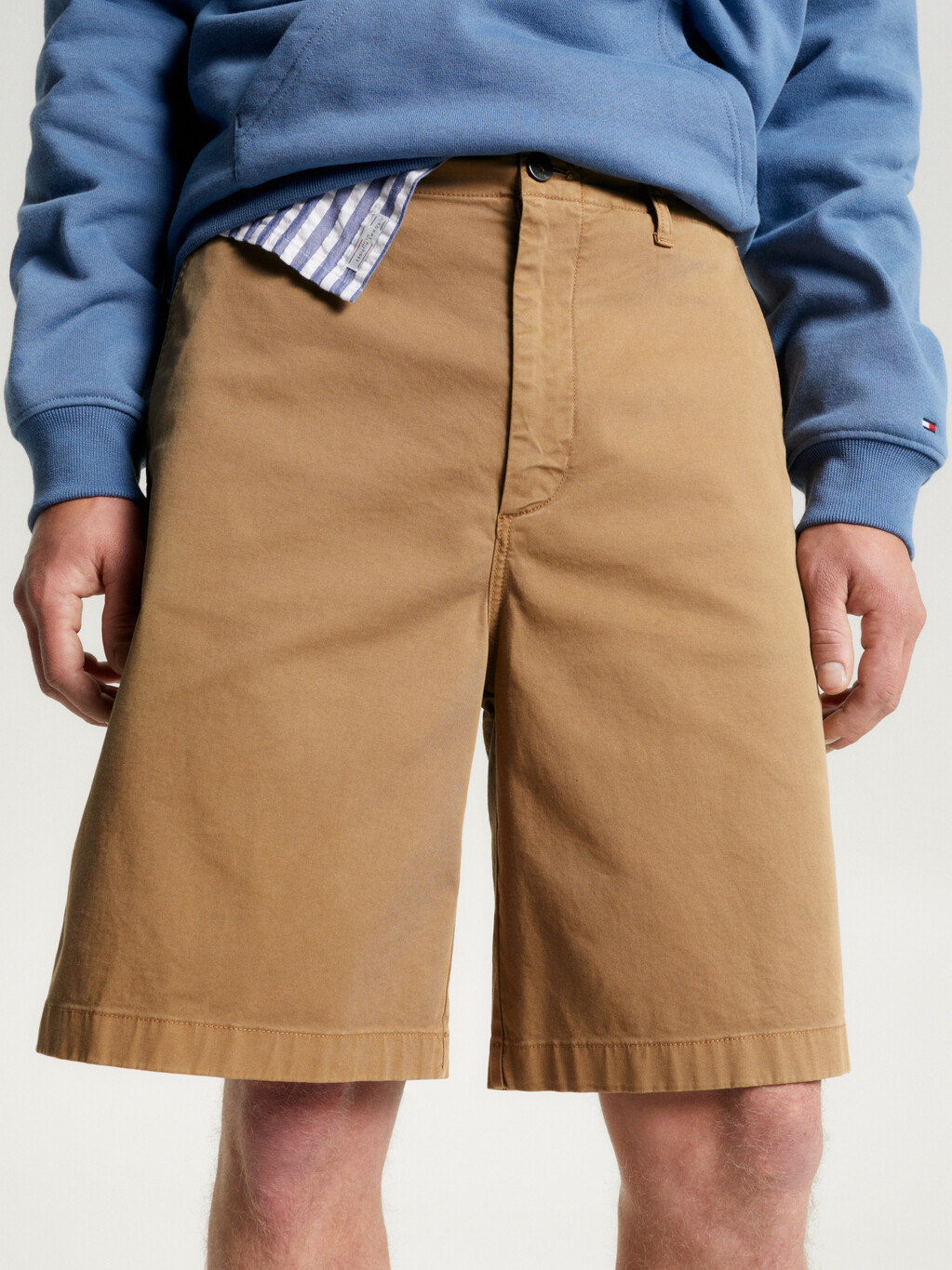 Garment-Dyed Gabardine Wide Leg Bermuda Shorts, Countryside Khaki, hi-res