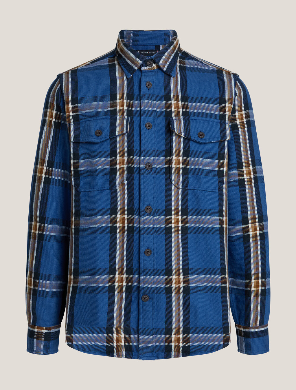 Heavy Brushed Check Shirt, Monochrome Blue / Multi, hi-res