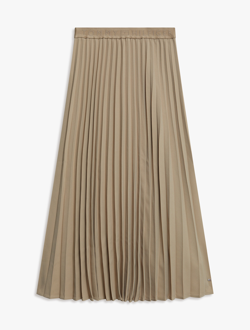 Twill Midi Pleated Skirt, Beige, hi-res