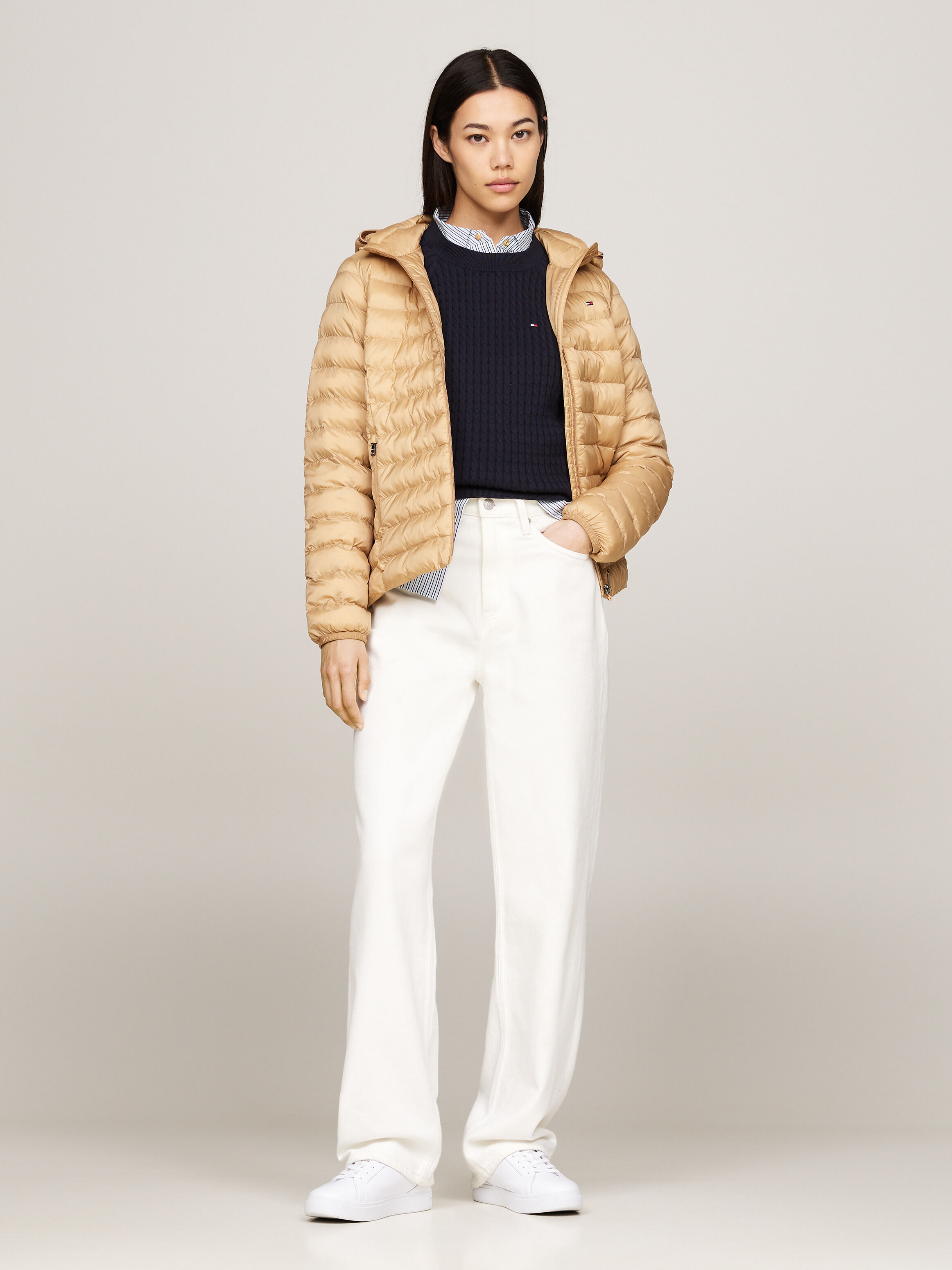 Tommy hilfiger stripe padded bomber jacket cheap