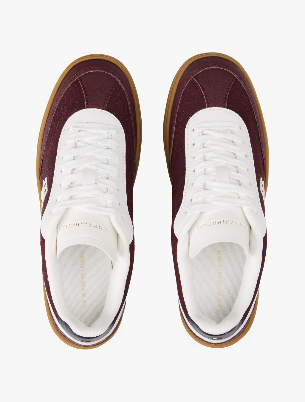 TH Monogram 拼色運動鞋, Burgundy Velvet/Ecru, hi-res
