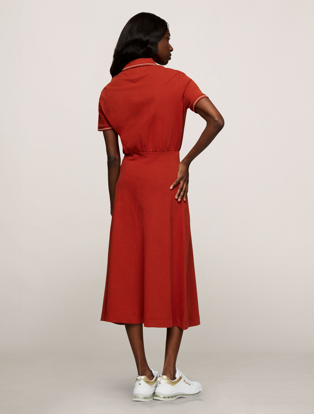 Fit and Flare Polo Dress, Dark Magma, hi-res