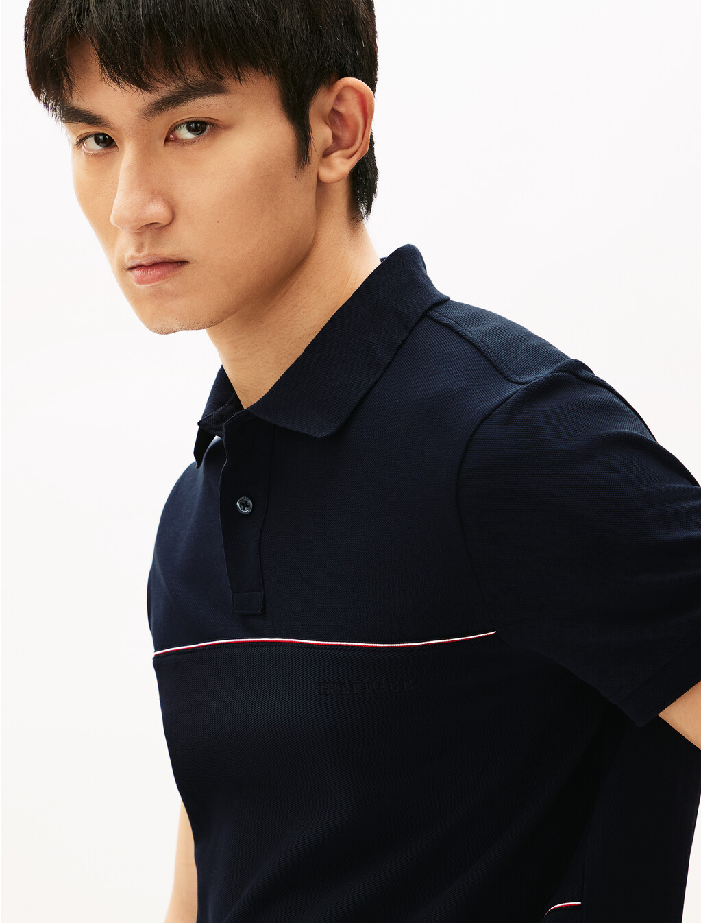 Global Stripe 條紋拼色 Polo 衫, Desert Sky, hi-res