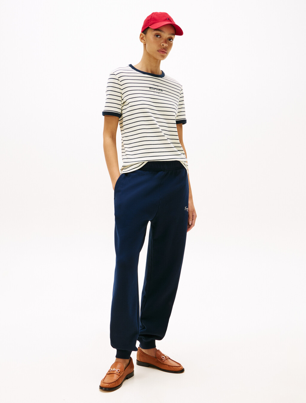 Logo Contrast Trim T-Shirt, Calico/Dark Night Navy Stp, hi-res
