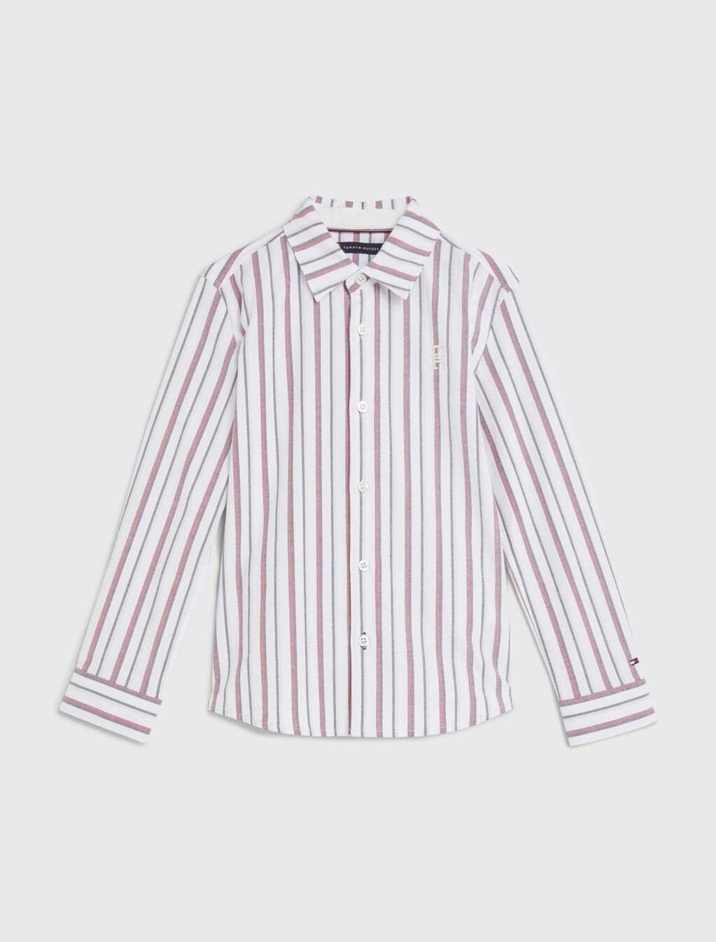 Global Stripe Monogram Embroidery Shirt, White Base / Global Stripes, hi-res